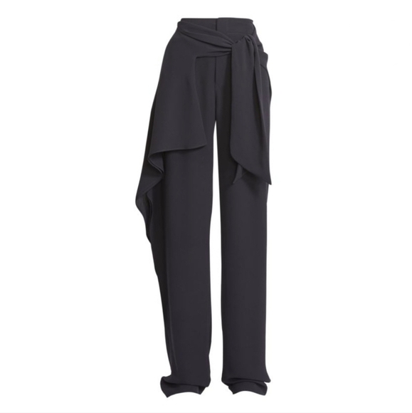 NEW Chloé Ruffled Silk Georgette Pants Navy Blue - Picture 1 of 8